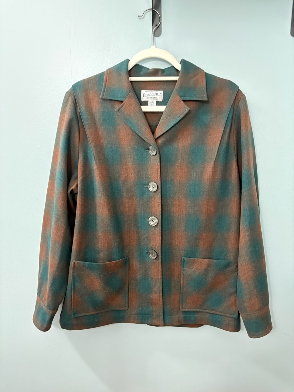 EUC Pendleton 49ers Jacket in Teal and Rust Plaid